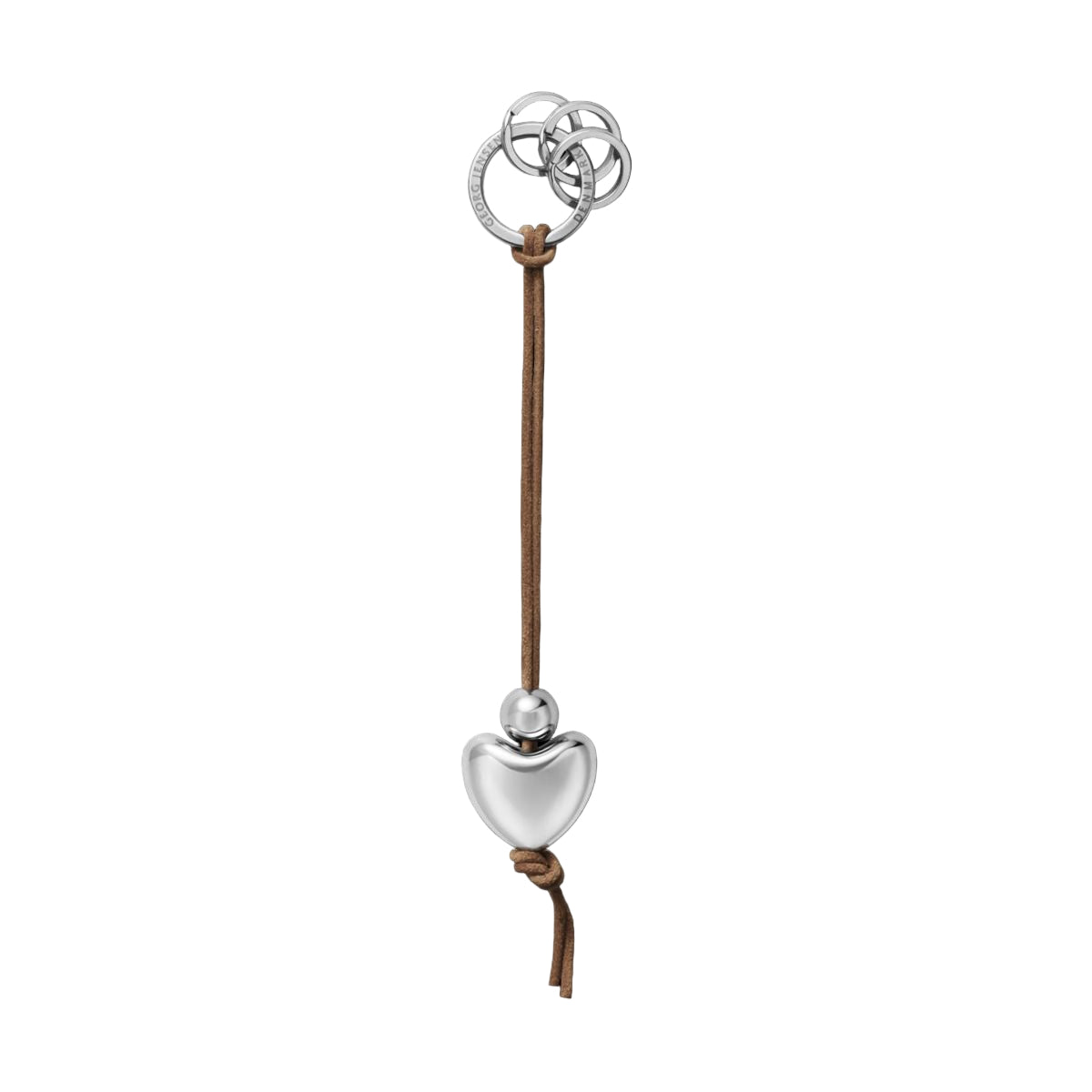 Keyring Heart W Leather Strap, Aluminium, Chrome Pl