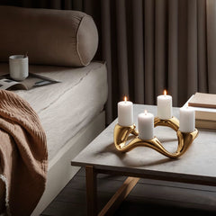 Cobra Round Candleholder, Gold Pvd