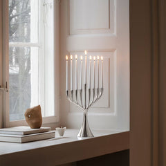 Cobra Menorah, Stainless Steel, Mirror Large