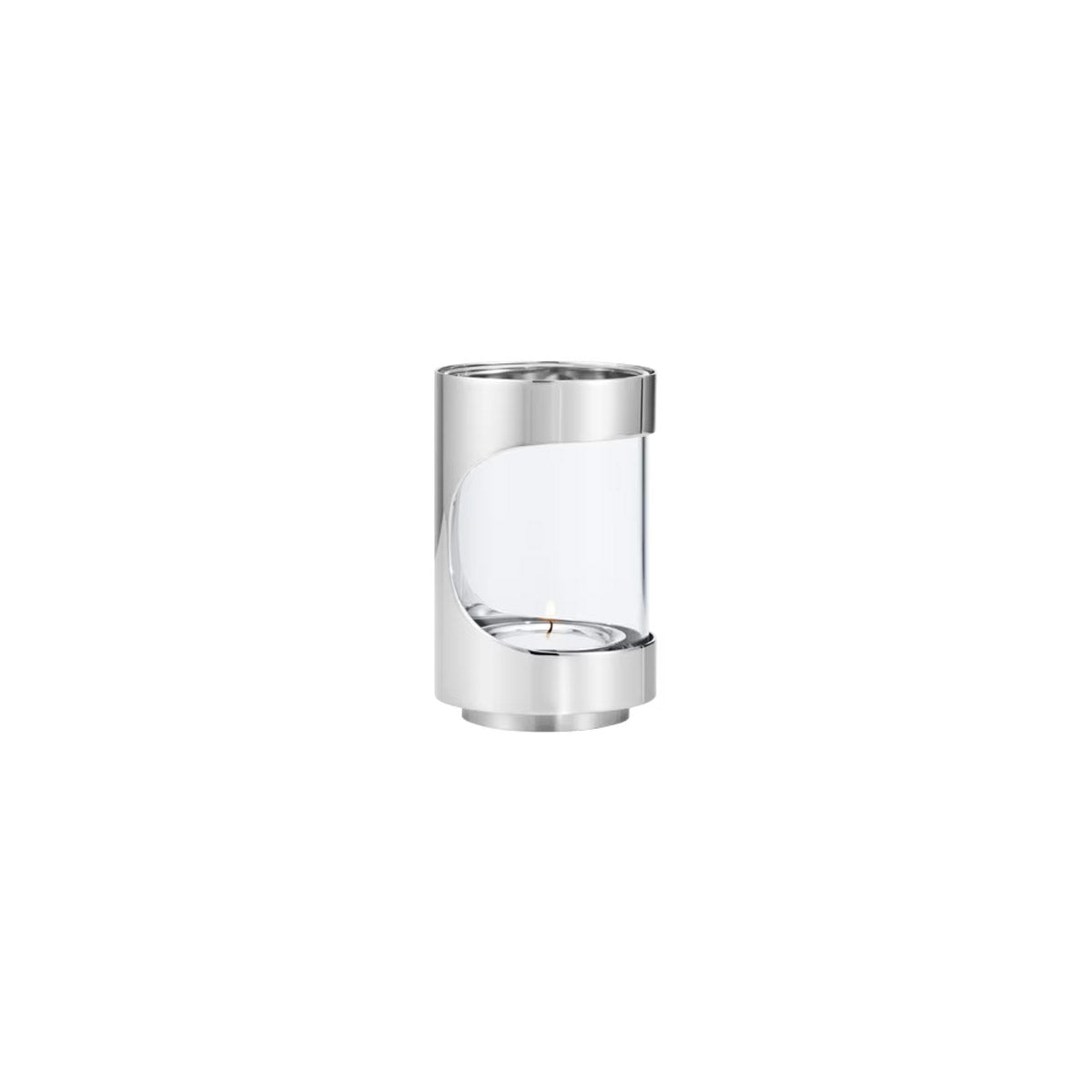 Chrome Contours Tea Light & Glass_ 12cm