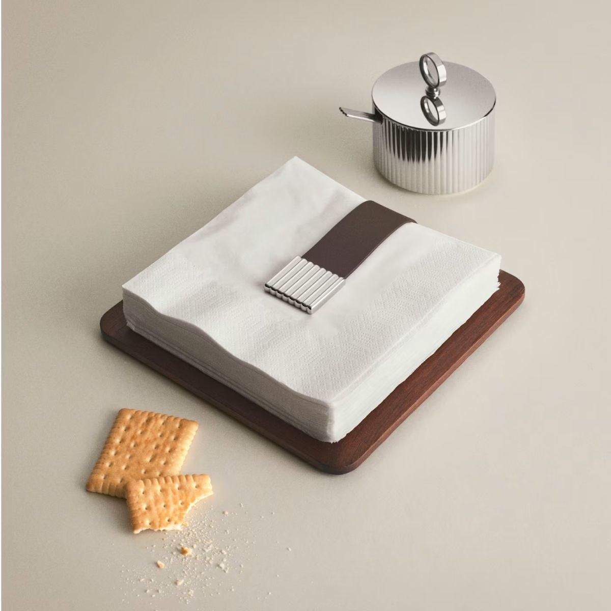 Bernadotte Napkin Holder Stainless Steel Smoked Oak