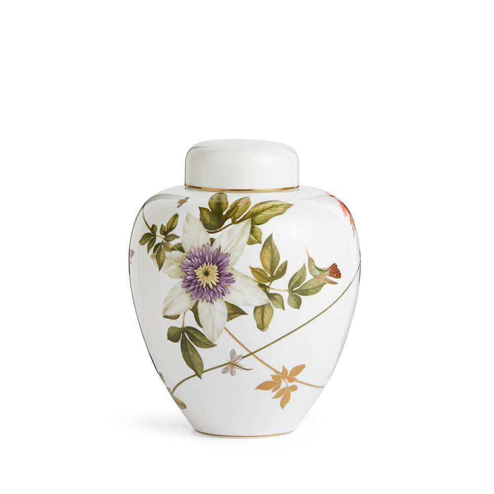 Hummingbird Lidded Vase 9.8In