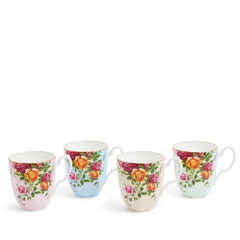 Royal Albert Old Country Roses Mug 4 Piece Set, Mixed Colors