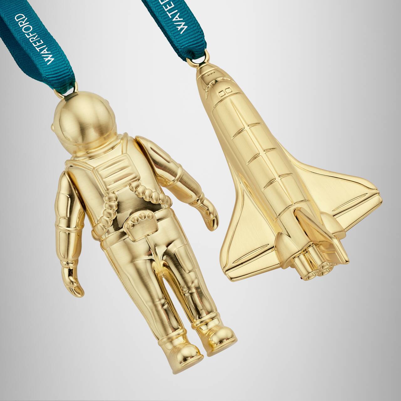 Christmas Spaceman & Rocket Golden Ornament