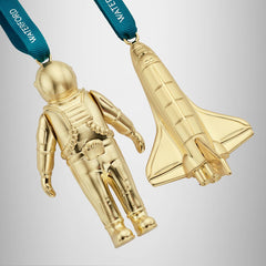 Christmas Spaceman & Rocket Golden Ornament