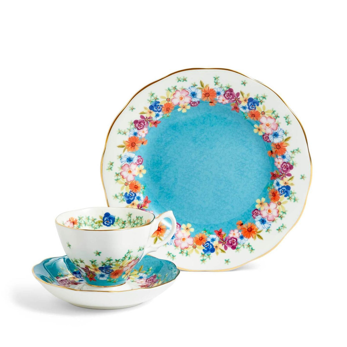 Royal Albert 100 Years Teacup Saucer Plate, 3 Piece Set, Florence 1940