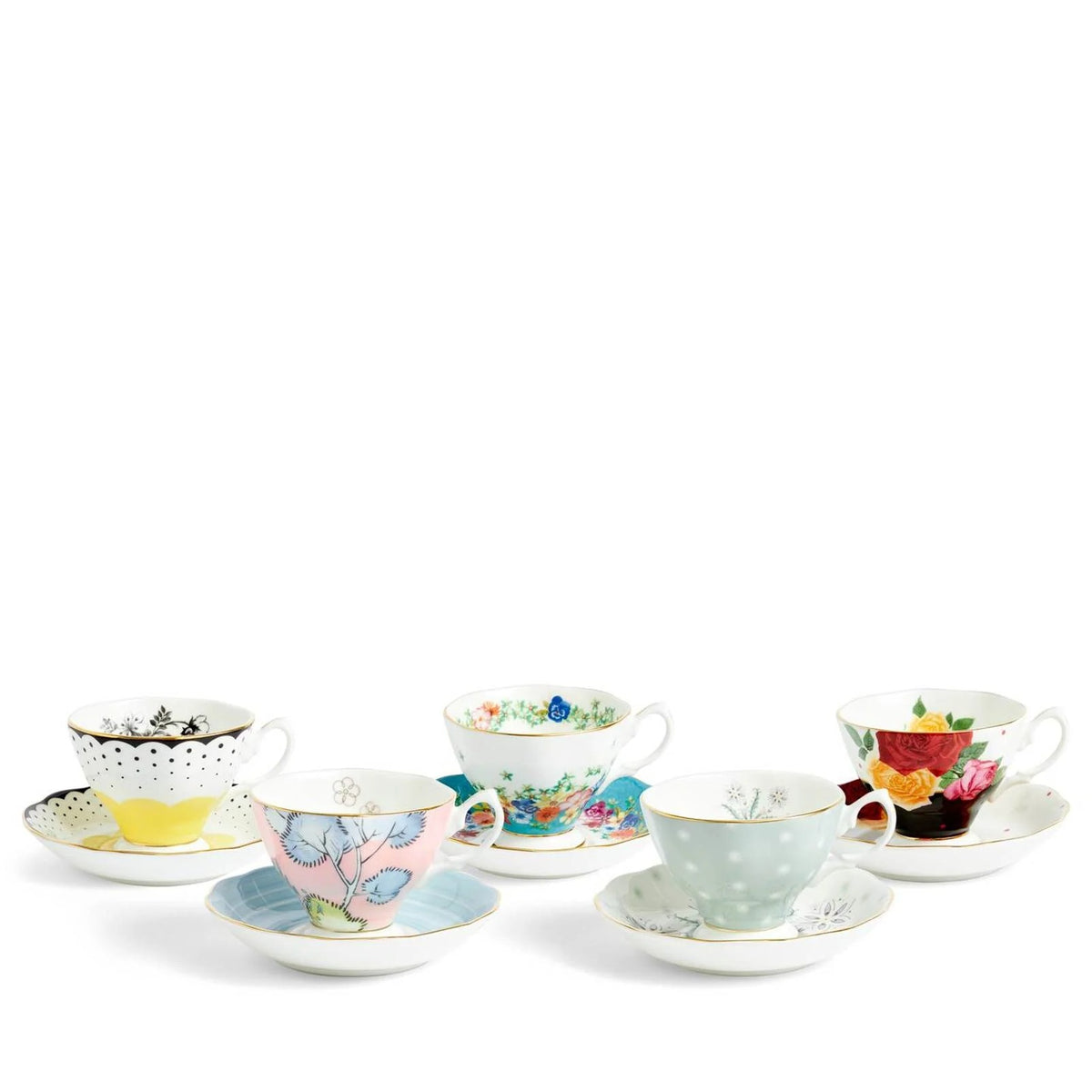 Royal Albert 100 Years Teacup & Saucer 1920 - 1960, Set of 5
