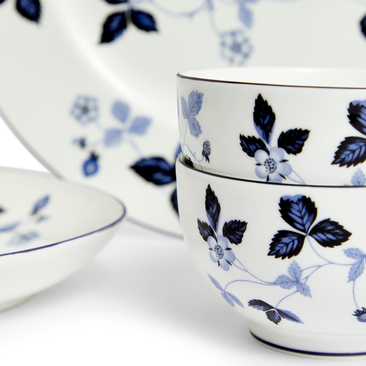 Wild Strawberry Inky Blue Dinnerware 15 Piece Set