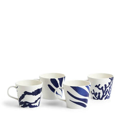 Pacific Blue Mug 13.5oz Mixed Patterns Blue Set of 4
