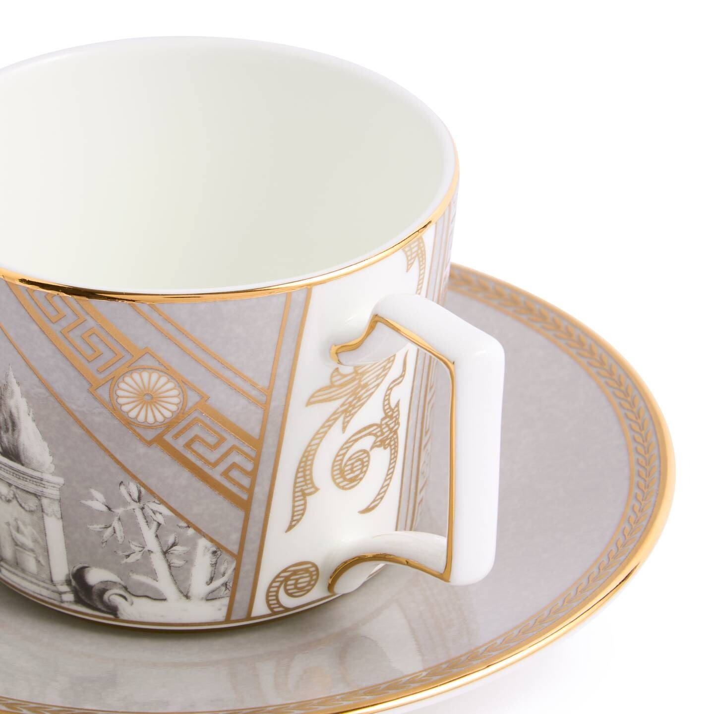 Renaissance Grey Teacup Saucer Set of 2