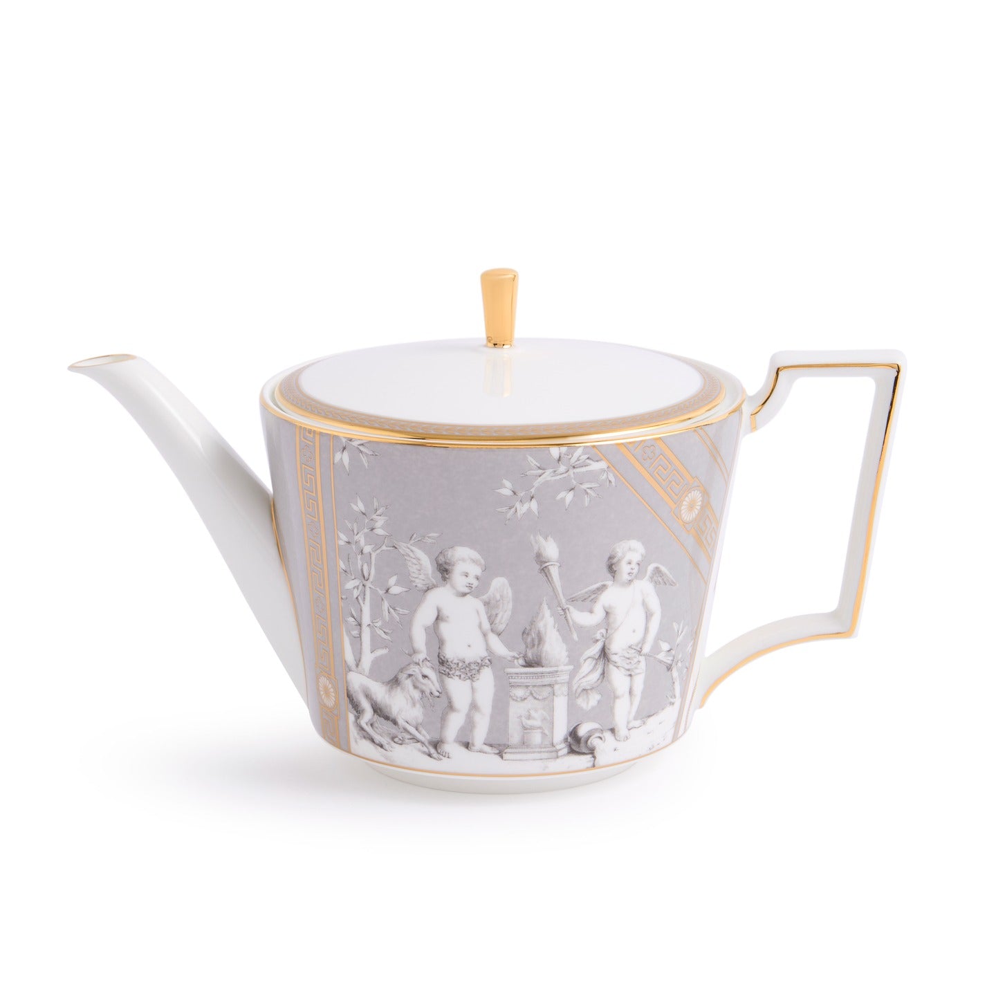 Renaissance Gray Teapot and Teacup Saucer Set of 2