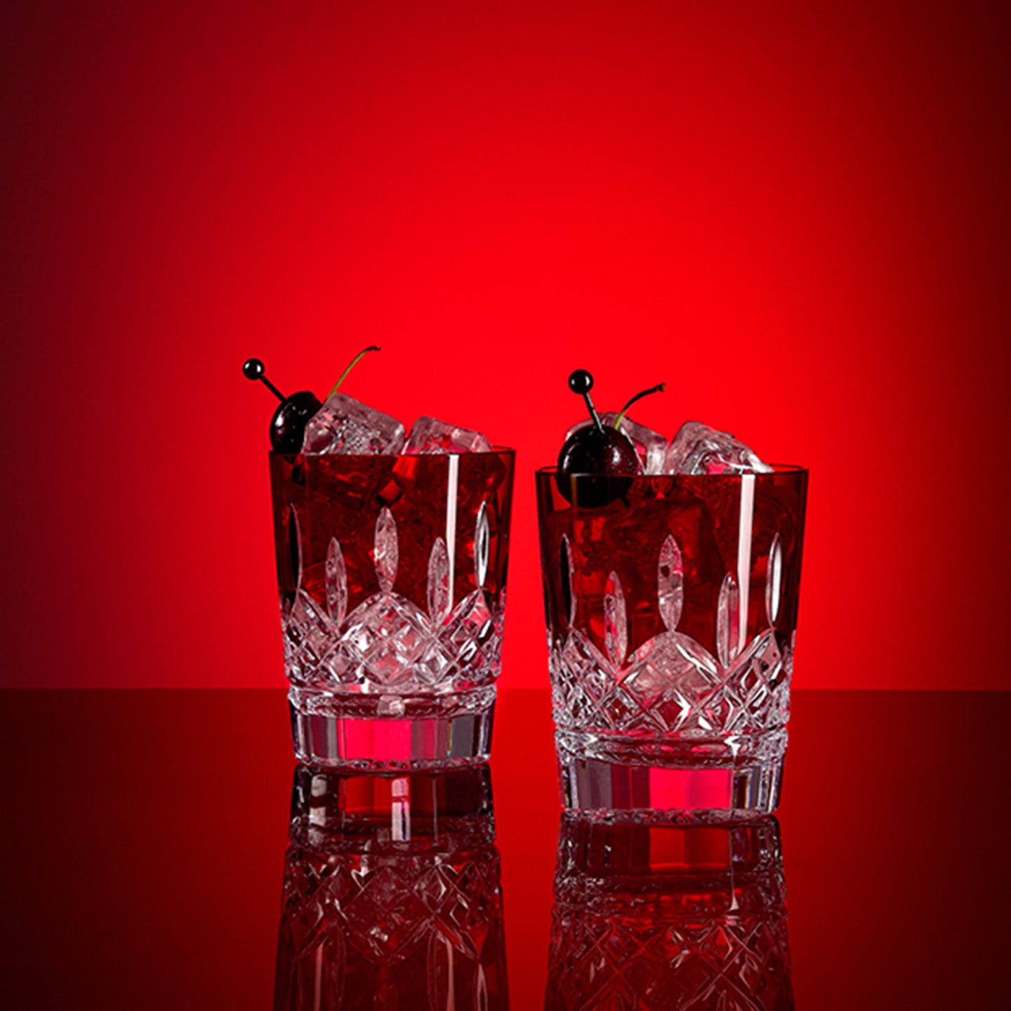 Lismore Red Double Old Fashioned, 12.5 oz, Set of 2