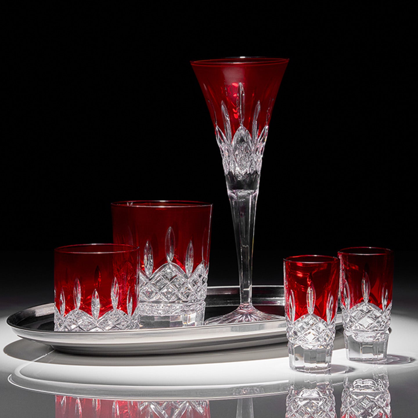 Lismore Red Toasting Flute, 5.5oz, Set of 2