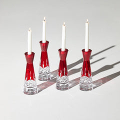 Lismore Red Candlestick Round, 8in, Set of 2