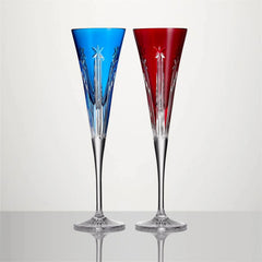Red & Blue Flute, 5oz, Set of 2
