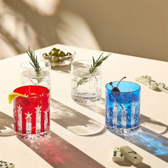 Red & Blue Double Old Fashioned, 11.5oz, Set of 2