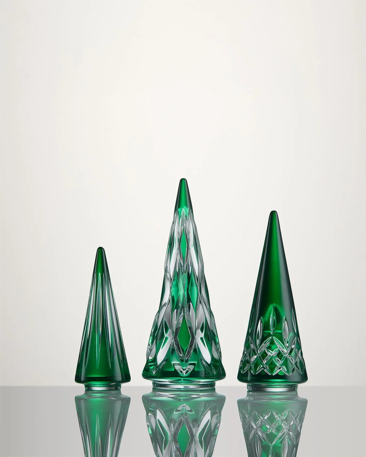 Crystal Christmas Standing Trees Green, Set of 3
