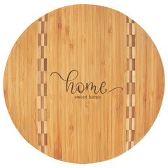 12" Round Bamboo Cutting Board with Butcher Block Inlay