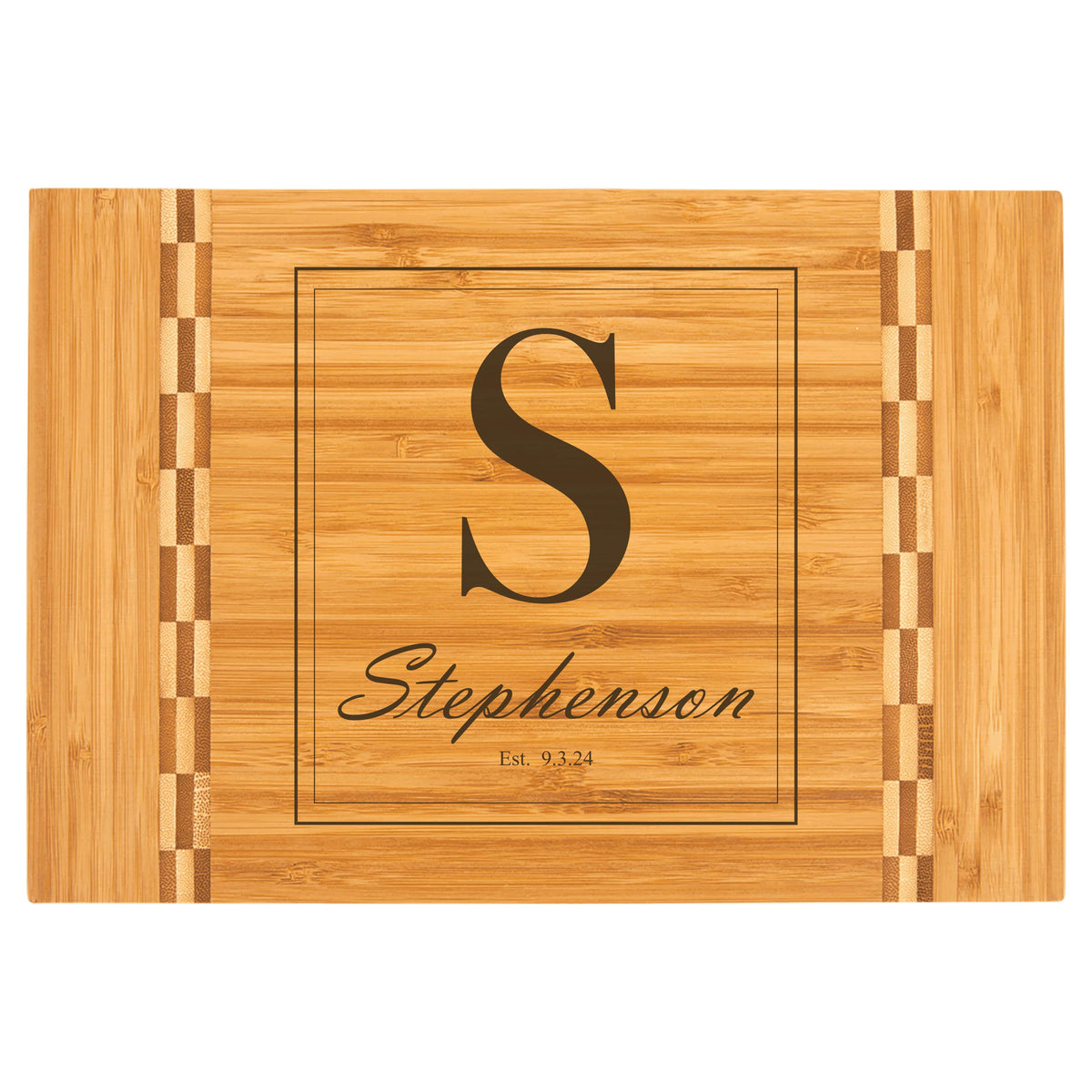 12x8 Bamboo Cutting Board with Butcher Block Inlay