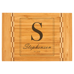12x8 Bamboo Cutting Board with Butcher Block Inlay