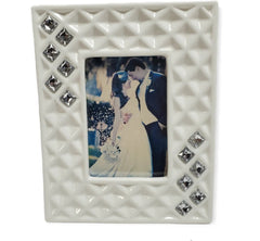 Italian Bone China Picture Frame w. Swarovski Crystal Elements