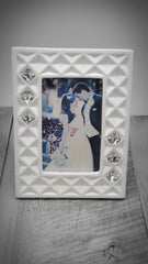 Bone China White Picture Frame w. Swarovski Crystal