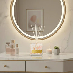 Clear Bottle Reed Diffuser with White Flowers and White Reeds, "Lily of the Valley" Scent