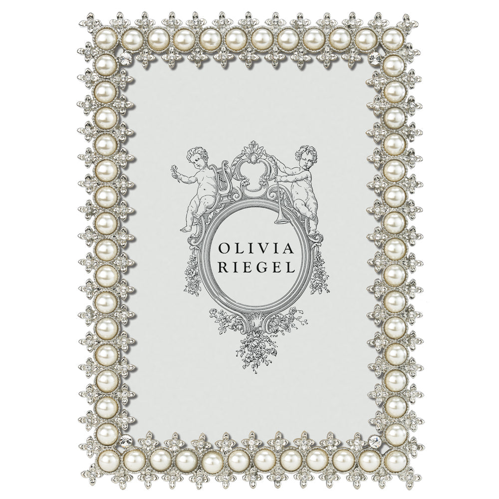 Crystal & Pearl Frame 4" x 6" - Silver