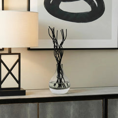Grey Tinted Diffuser with Black Curved Reeds, "Zen Tea" Scent