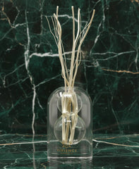 Clear Reed Diffuser with White Circular Inlay, "Lily of the Valley" Scent