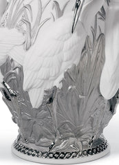 Herons' Realm Vase, Silver Luster