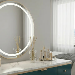 Clear Reed Diffuser with White Circular Inlay, "Lily of the Valley" Scent
