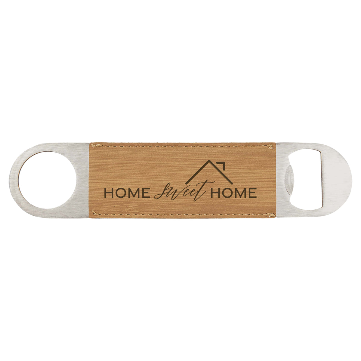 1 1/2 x 7 Bamboo Laserable Leatherette Bottle Opener