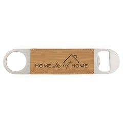 1 1/2 x 7 Bamboo Laserable Leatherette Bottle Opener