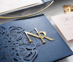 Enchanting Navy Blossom Invite