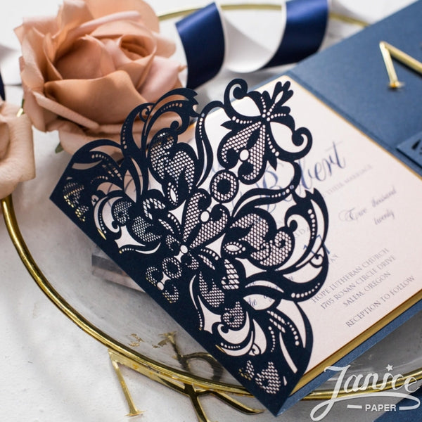 Enchanting Navy Blossom Invite