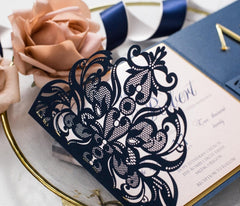 Enchanting Navy Blossom Invite