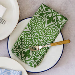 Damask Green Napkins - Set of 4