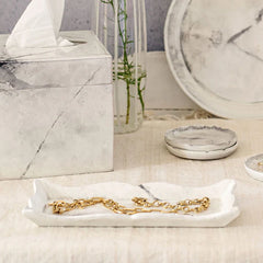 Florentine Wooden Accessories Marble Small Rectangular Tray