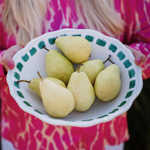 Lisbon Green Stitch Serving Bowl