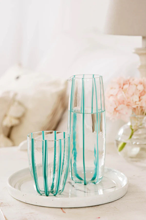 Nuovo Stripe Teal Pitcher