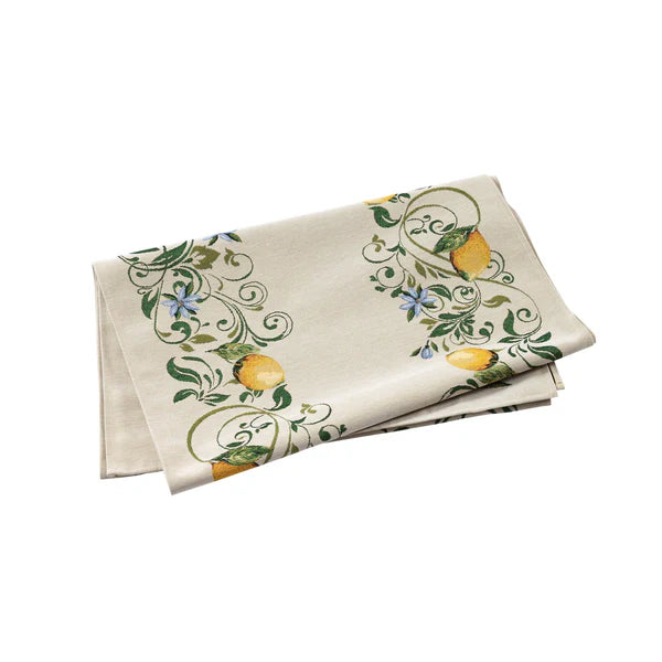 Tavola Lemons with Blue Flowers Runner