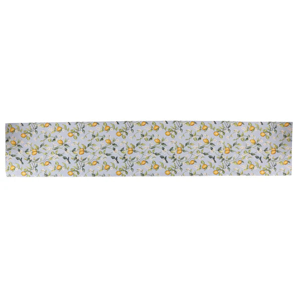 Tavola Lemons with White Flowers Runner