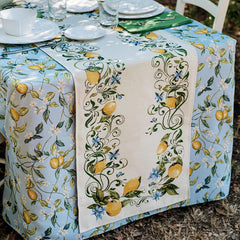 Tavola Lemons with Blue Flowers Runner