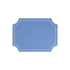 Tessuti Cornflower Blue Rectangular Placemats with White Stitching - Set of 4