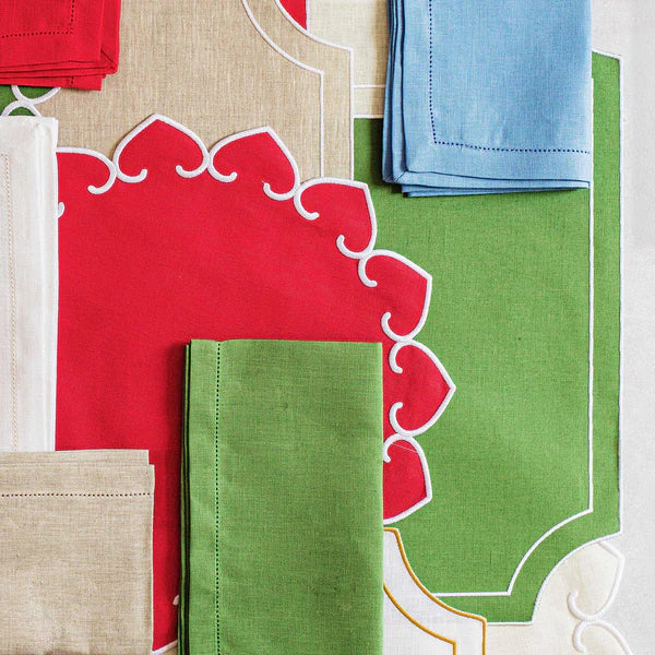 Tessuti Cornflower Blue Rectangular Placemats with White Stitching - Set of 4
