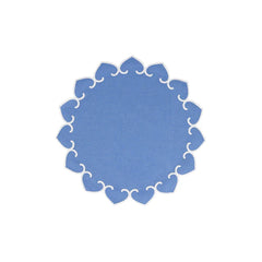 Tessuti Cornflower Blue Round Placemats with White Stitching - Set of 4