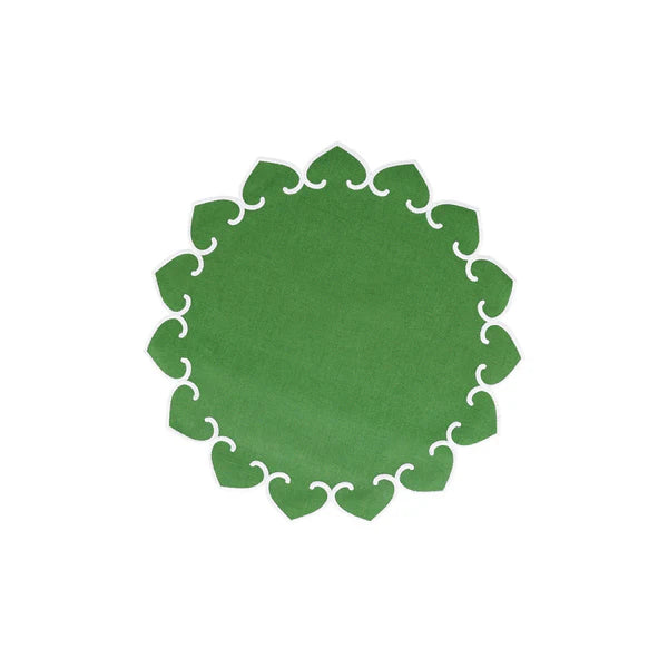 Tessuti Sage Green Round Placemats with White Stitching - Set of 4