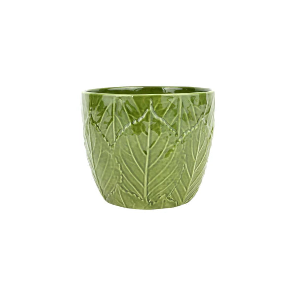Viva Garden Green Embossed Leaves Cachepot