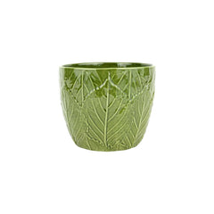 Viva Garden Green Embossed Leaves Cachepot